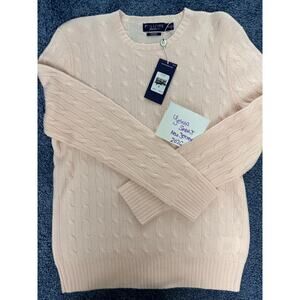 Pink Pony Ralph Lauren 100% Italian yarn Cashmere Cable Knit Sweater Women M NWT